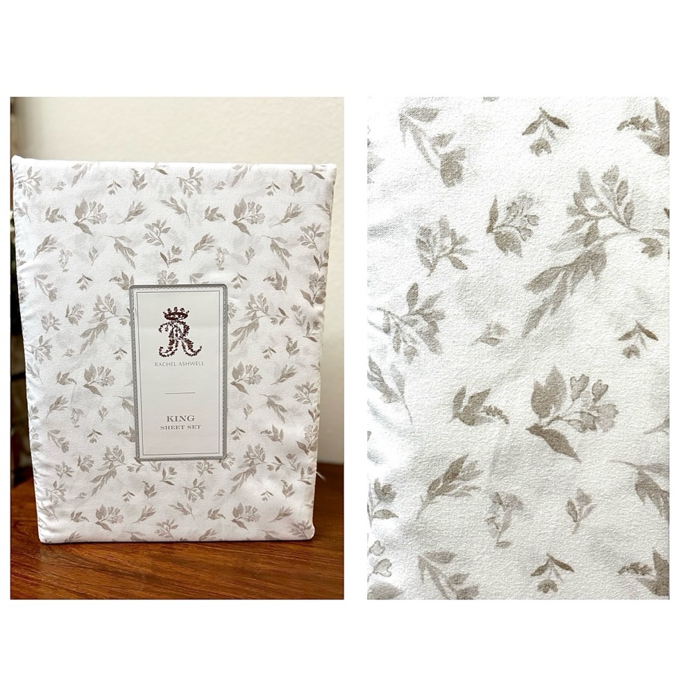 RACHEL ASHWELL KING SHEET SET WATERCOLOR VINE SHABBY CHIC COTTAGECORE FARMHOUSE